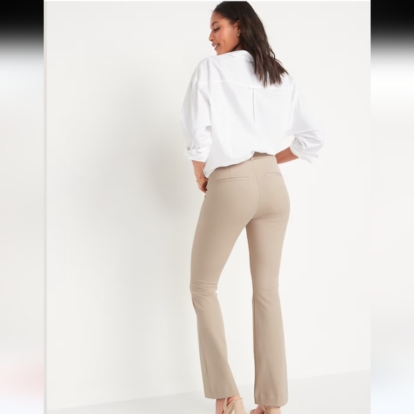 Old Navy 2 Pair of High Rise Pixie Flare Khaki Uniform Pants - Picture 2 of 7